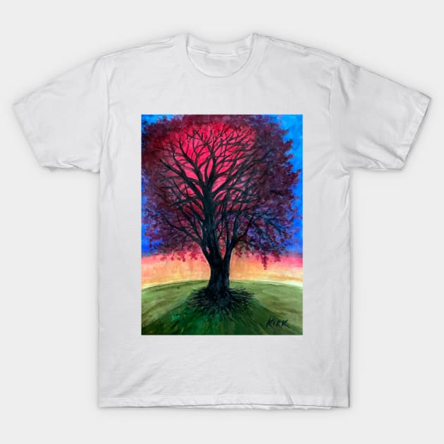 Expressionist Tree in Sunset T-Shirt by jerrykirk